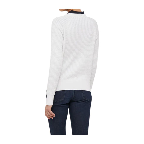 Tommy Hilfiger Pullover Maglia Donna in cotone a trecce Bianco - Francavilla Moda